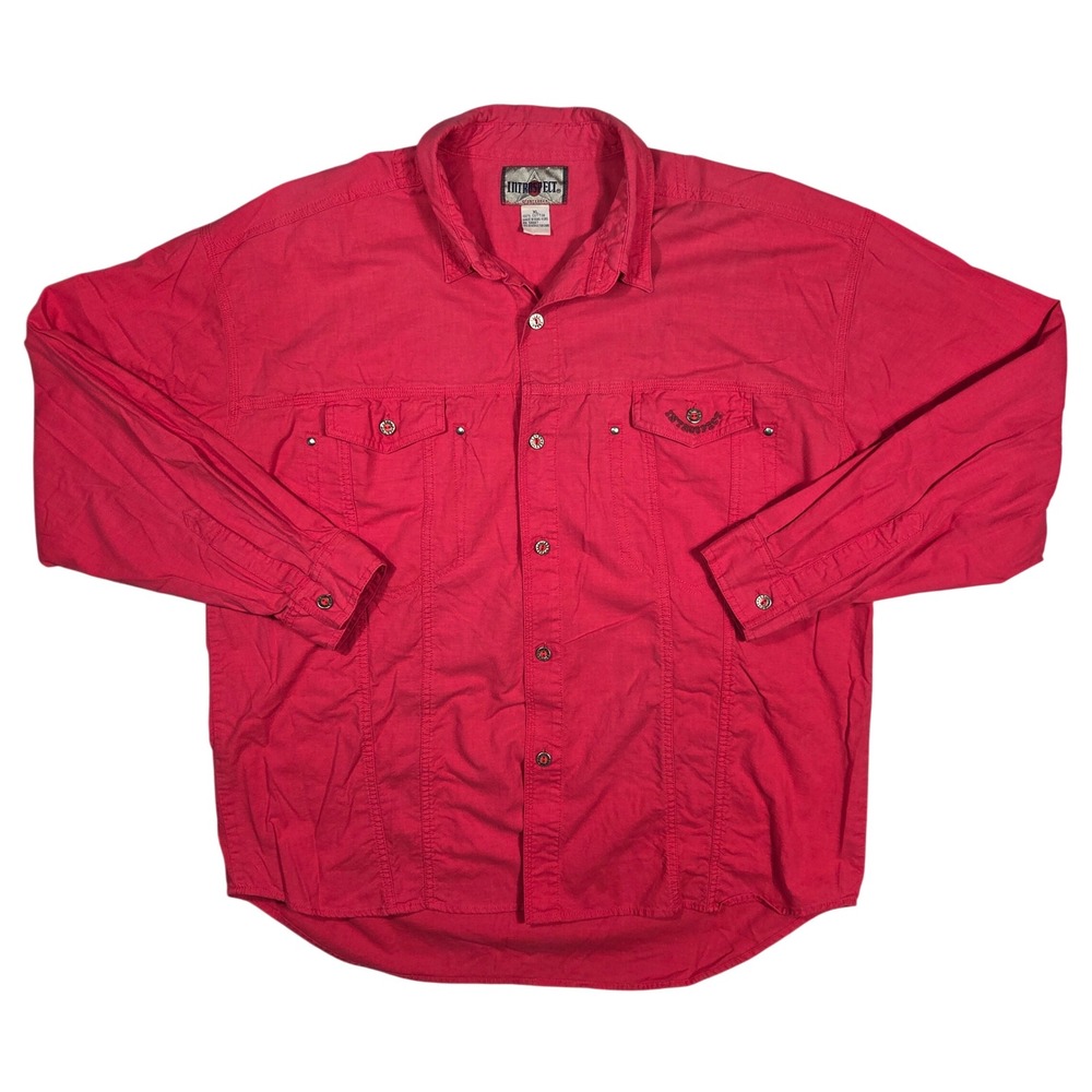 Vintage Introspect Mens XL Long Sleeve Button Down Utility Workwear Shirt‎ Retro